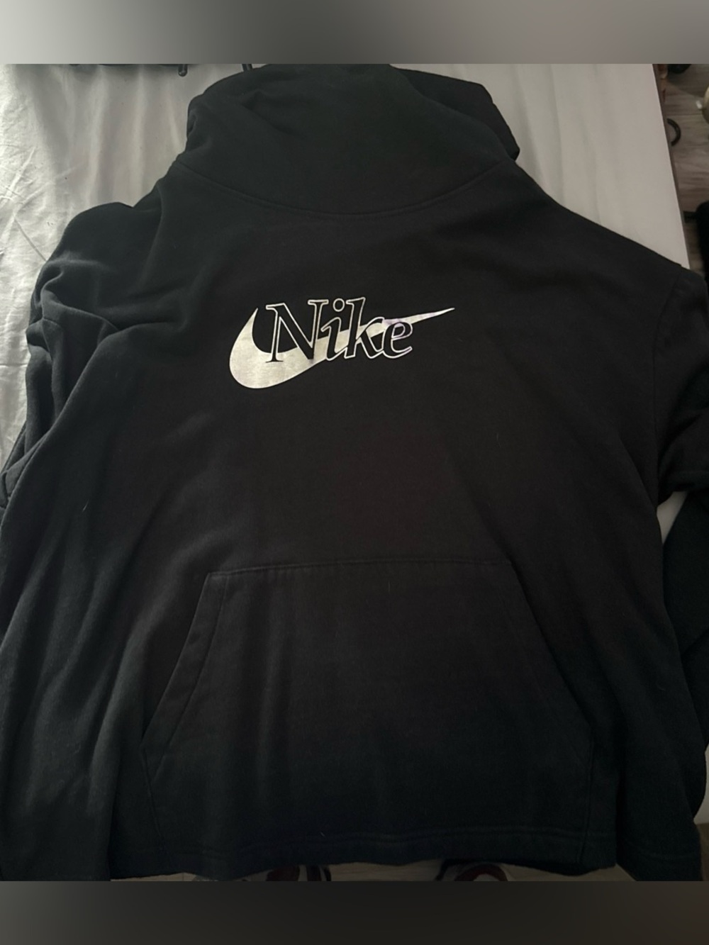 Nike Black Hoodie with Metallic Silver Swoosh and Script